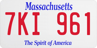 MA license plate 7KI961