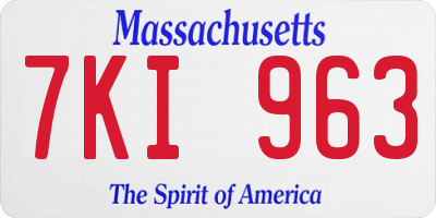 MA license plate 7KI963