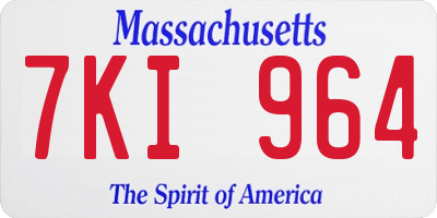 MA license plate 7KI964