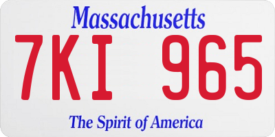 MA license plate 7KI965