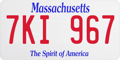 MA license plate 7KI967