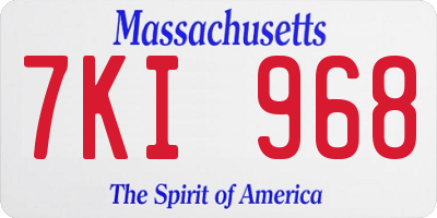 MA license plate 7KI968