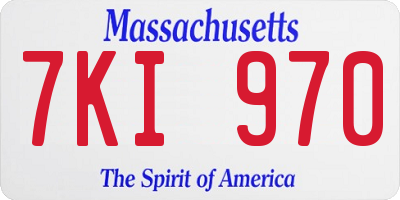 MA license plate 7KI970