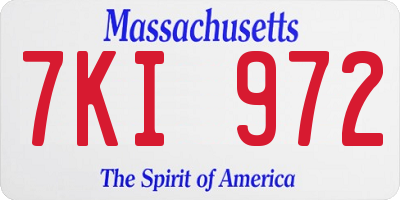 MA license plate 7KI972