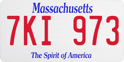 MA license plate 7KI973
