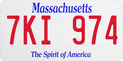 MA license plate 7KI974
