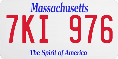 MA license plate 7KI976