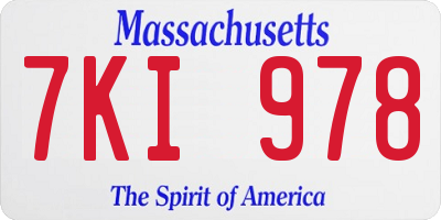MA license plate 7KI978