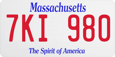 MA license plate 7KI980