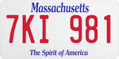 MA license plate 7KI981