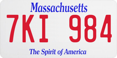 MA license plate 7KI984