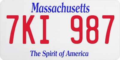 MA license plate 7KI987
