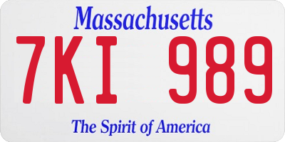 MA license plate 7KI989