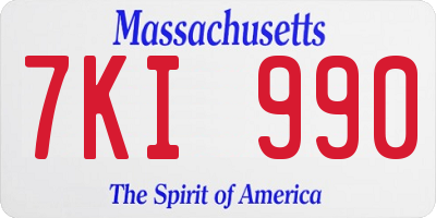 MA license plate 7KI990