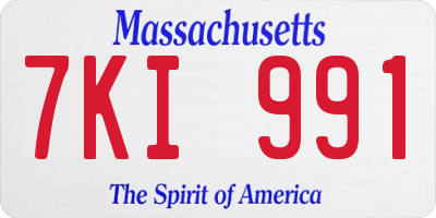 MA license plate 7KI991