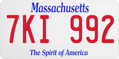 MA license plate 7KI992
