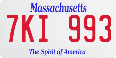 MA license plate 7KI993