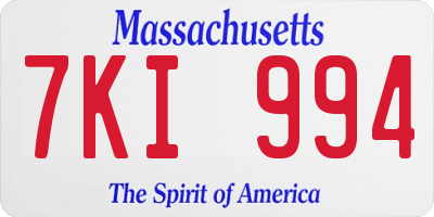 MA license plate 7KI994