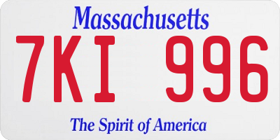 MA license plate 7KI996