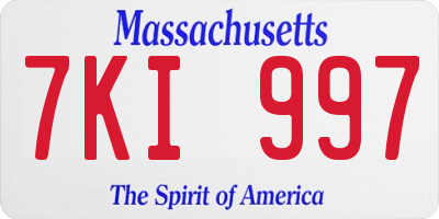 MA license plate 7KI997