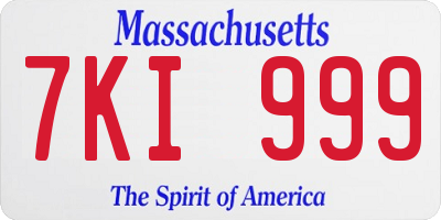 MA license plate 7KI999