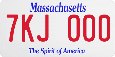 MA license plate 7KJ000