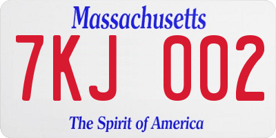 MA license plate 7KJ002