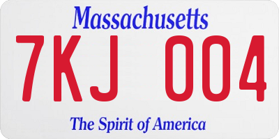 MA license plate 7KJ004