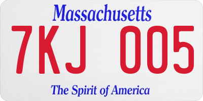 MA license plate 7KJ005