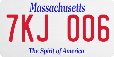 MA license plate 7KJ006