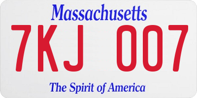 MA license plate 7KJ007