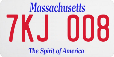 MA license plate 7KJ008