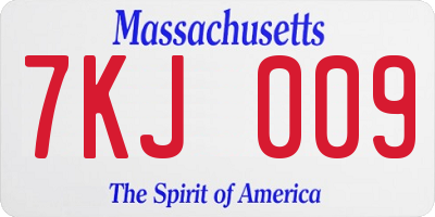 MA license plate 7KJ009