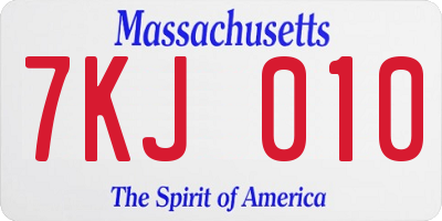 MA license plate 7KJ010