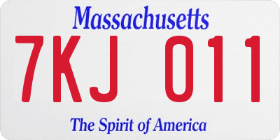 MA license plate 7KJ011