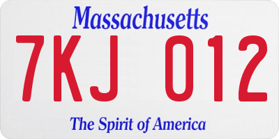 MA license plate 7KJ012