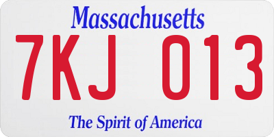 MA license plate 7KJ013