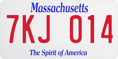 MA license plate 7KJ014