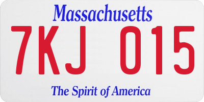 MA license plate 7KJ015