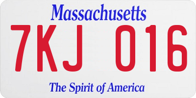 MA license plate 7KJ016