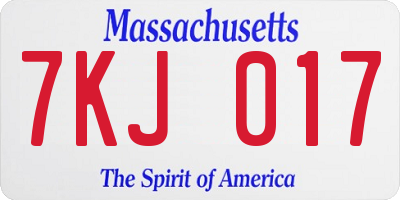 MA license plate 7KJ017