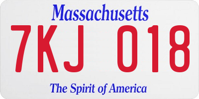 MA license plate 7KJ018