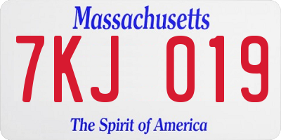MA license plate 7KJ019