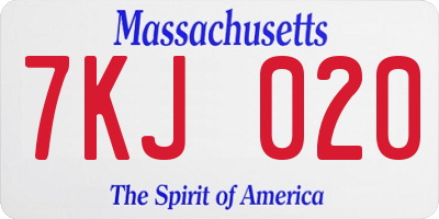 MA license plate 7KJ020