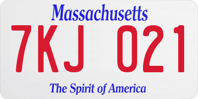 MA license plate 7KJ021