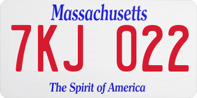 MA license plate 7KJ022