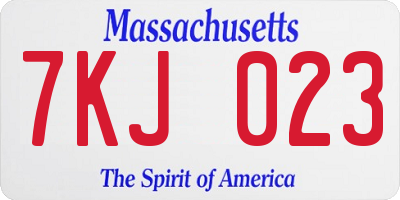 MA license plate 7KJ023