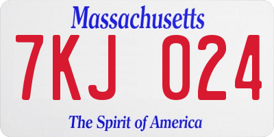 MA license plate 7KJ024