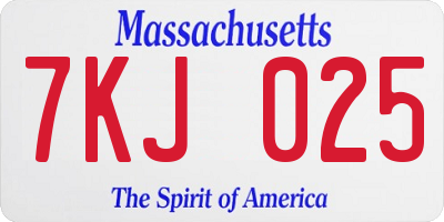 MA license plate 7KJ025