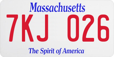MA license plate 7KJ026